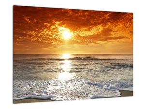 Slika - peščena obala ob sončnem zahodu