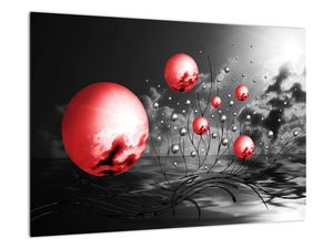 Abstraktna slika - rdeča krogla