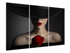 Moderna slika - ženska z vrtnico