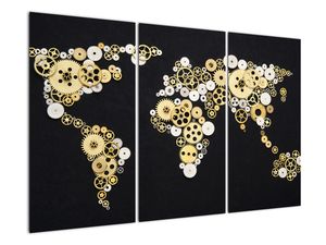Zemljevid sveta iz zobnikov - slika na steni