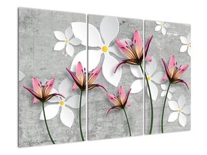 Abstraktna slika - rože na sivi podlagi