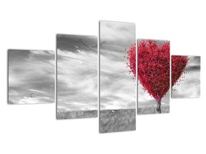 Slika - rdeče srce na travniku
