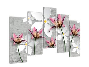 Abstraktna slika - rože na sivi podlagi