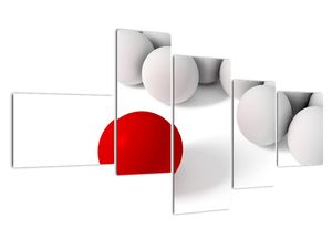 Rdeča krogla med belo - abstraktna slika