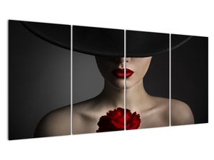 Moderna slika - ženska z vrtnico