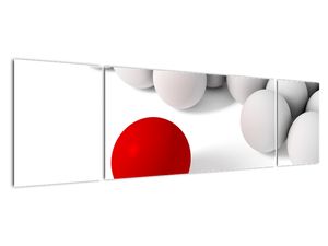 Rdeča krogla med belo - abstraktna slika