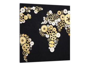 Zemljevid sveta iz zobnikov - slika na steni